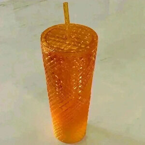 Starbucks New Ombre Mango Jeweled Studded Cold Cup Tumbler , US Summer 1 Release